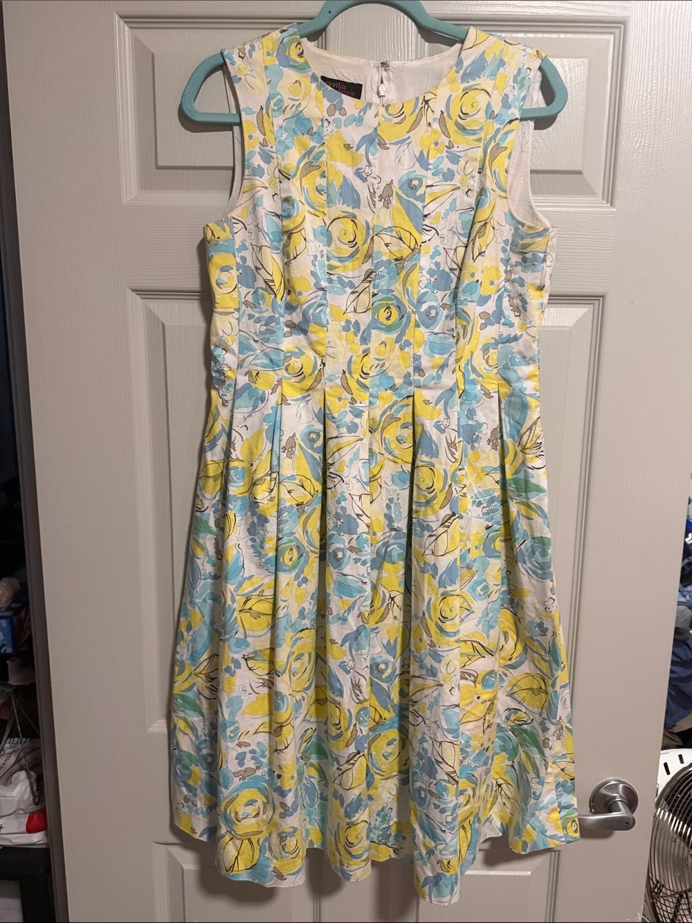 Women’s Yellow & Blue Floral Sleeveless Dress